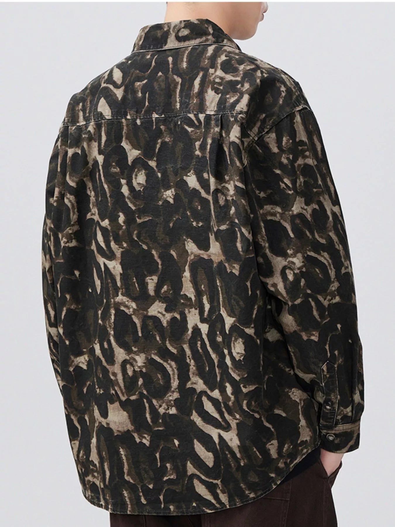 Men's Plus Size Camouflage Print Button-Up Shacket - FamilyClothes