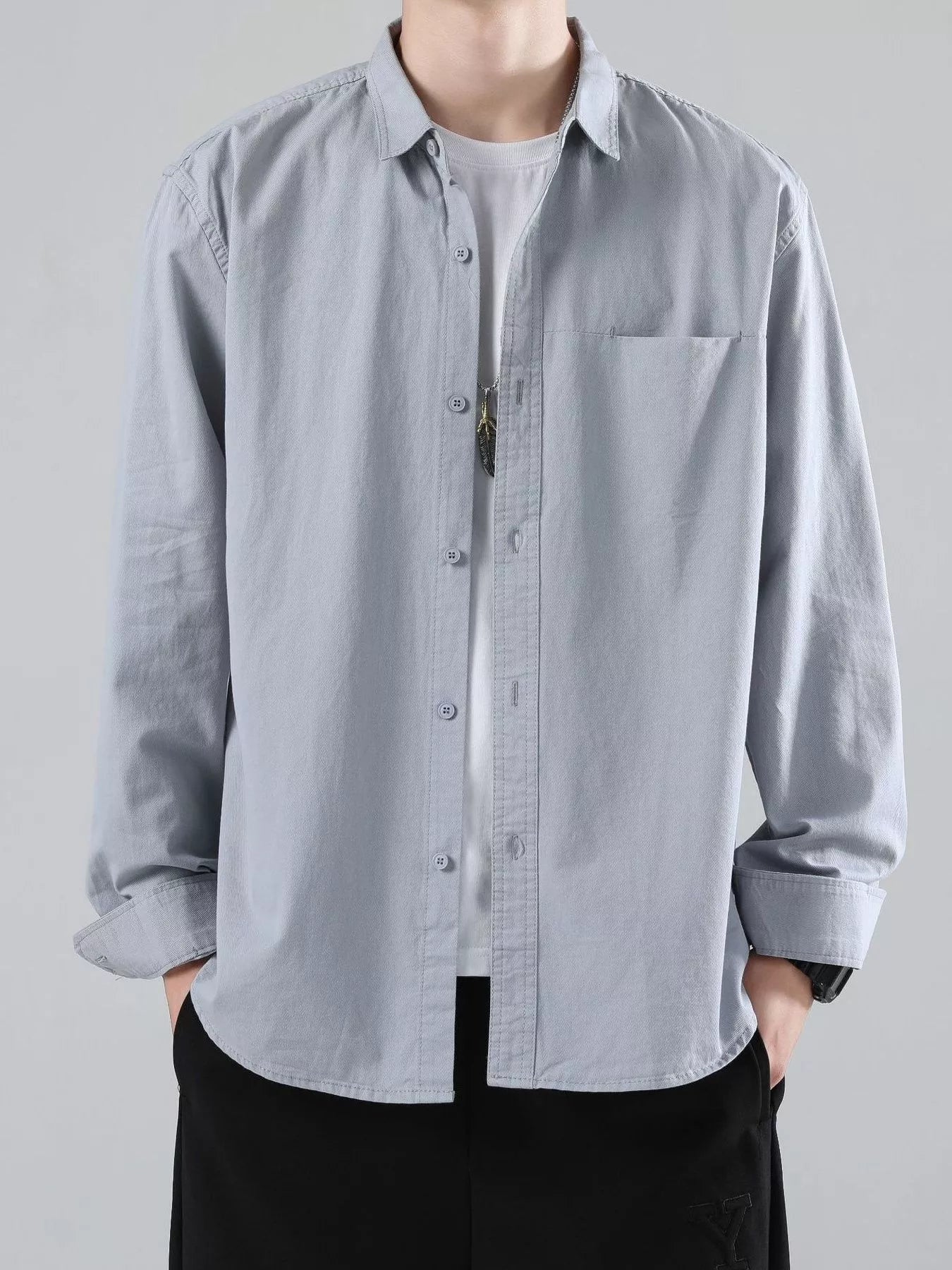 Men's Full Size Button-Up Casual Shirt Plus Size - FamilyClothes