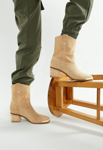 Emberly Suede Square Toe Ankle Boots - FamilyClothes