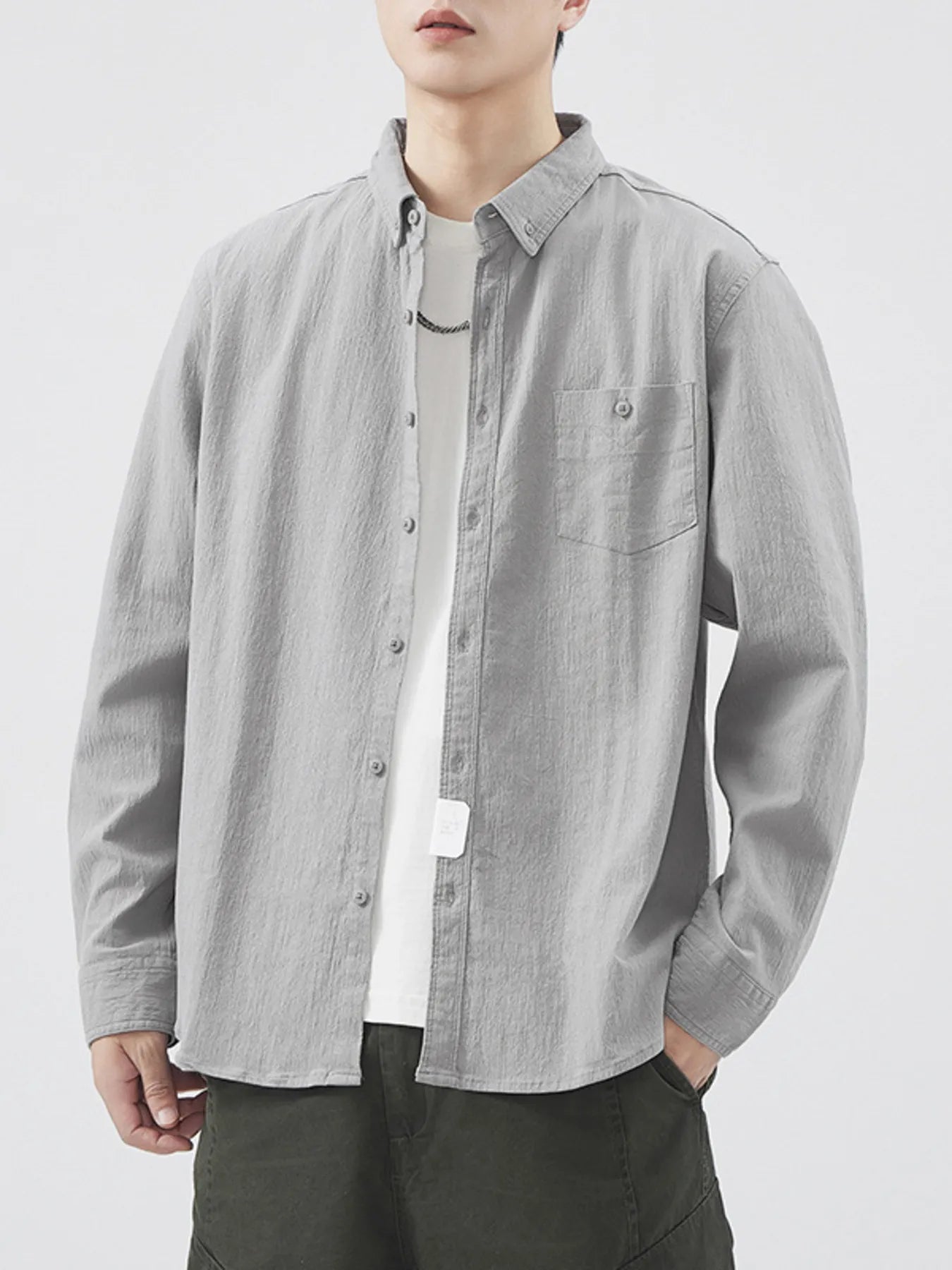 Men's Plus Size Button Up Long Sleeve Shirt - FamilyClothes