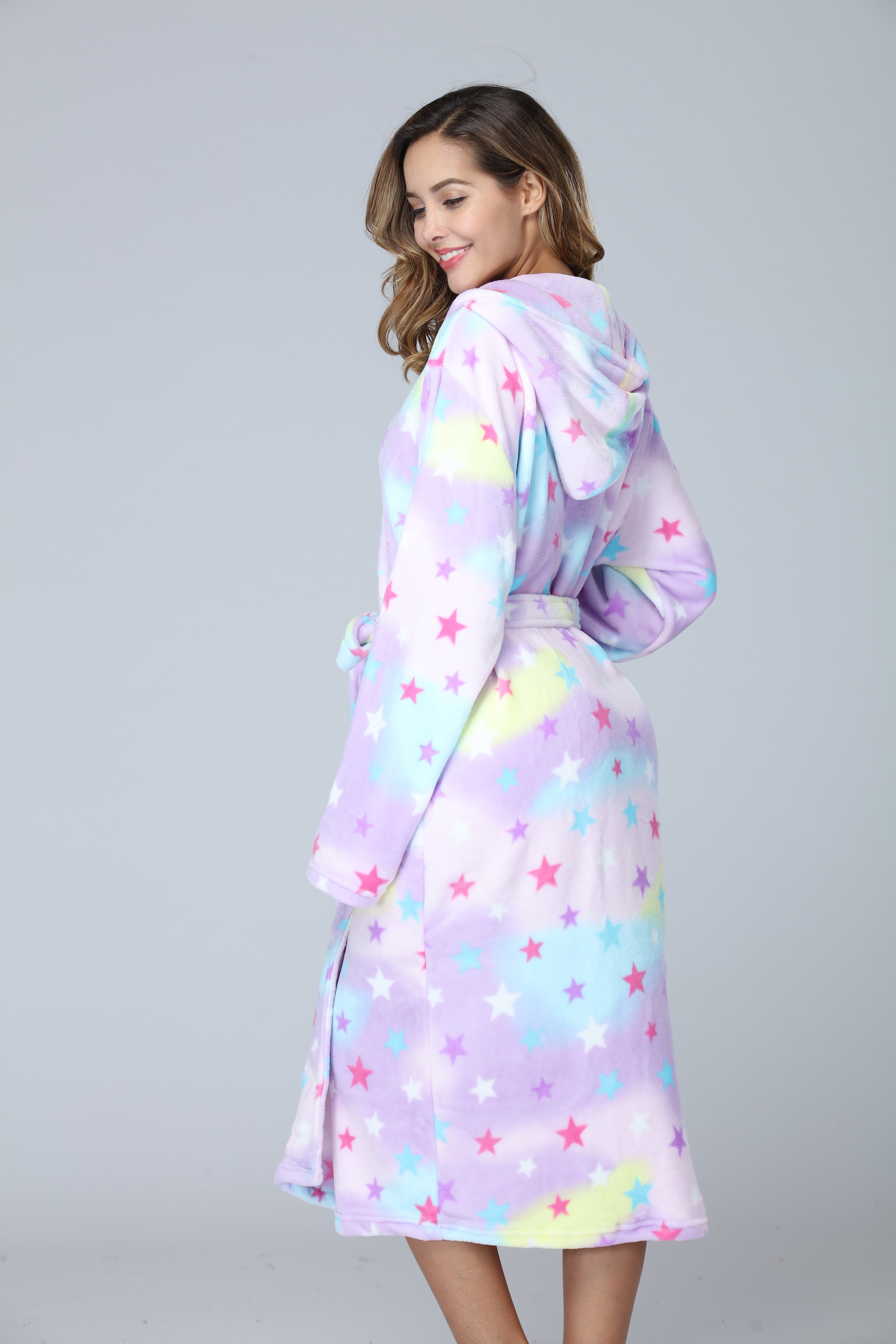 RONGTAI Ladies Long Fleece Bathrobe