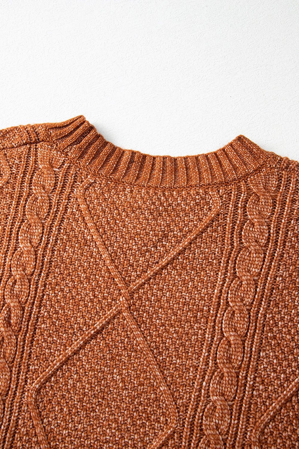 Coffee Twist Cable Knit Drop Shoulder Loose Fit Sweater Dress Shewin