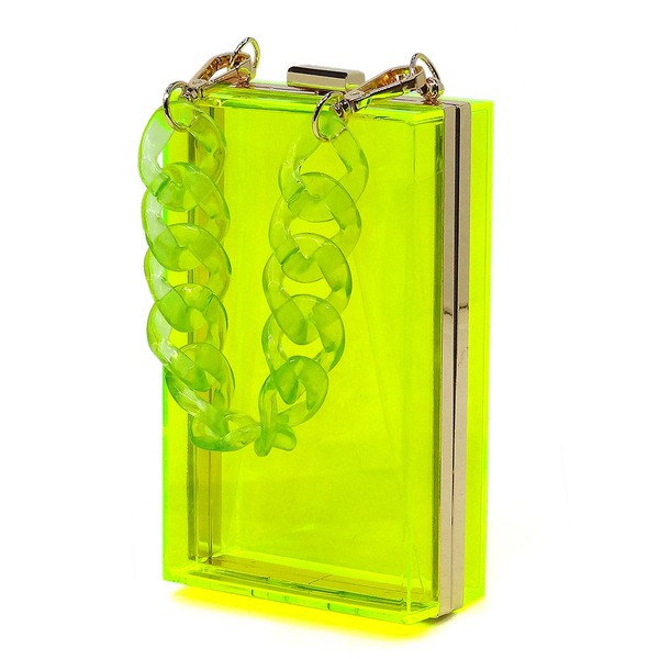 Acrylic Chain Handle See Thru Crossbody Clutch - FamilyClothes