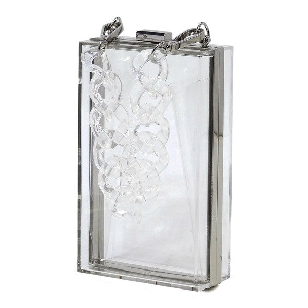Acrylic Chain Handle See Thru Crossbody Clutch - FamilyClothes