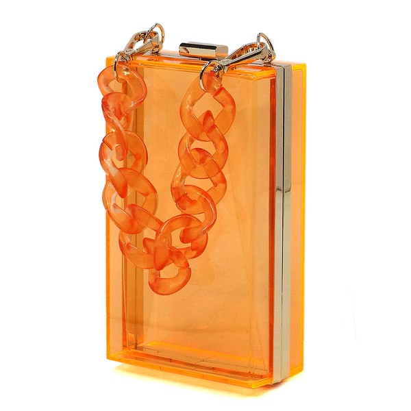 Acrylic Chain Handle See Thru Crossbody Clutch - FamilyClothes