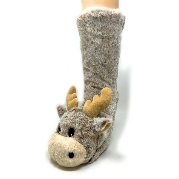 Moose Up - Kids' Plush Animal Slipper Socks - FamilyClothes