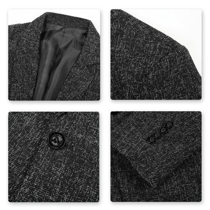 Men's Casual 1 Button Heathered Blazer Jacket - FamilyClothes