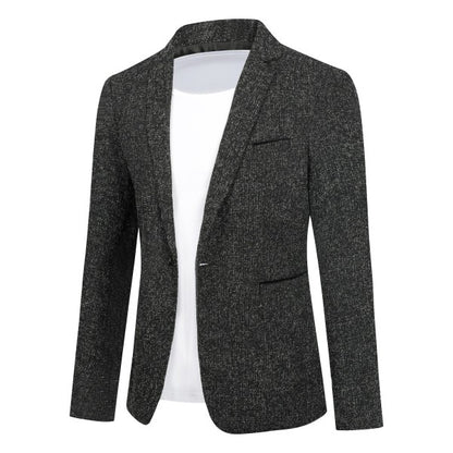 Men's Casual 1 Button Heathered Blazer Jacket - FamilyClothes