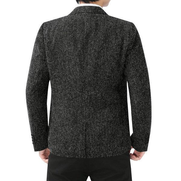 Men's Casual 1 Button Heathered Blazer Jacket - FamilyClothes