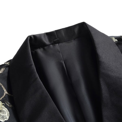 Men's 2 Piece 1 Button Floral Embroidered Suit - FamilyClothes