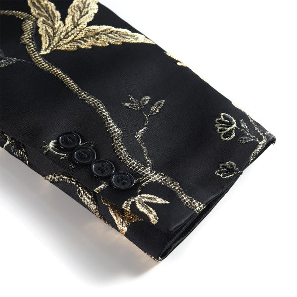 Men's 2 Piece 1 Button Floral Embroidered Suit - FamilyClothes