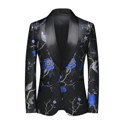 Men's 2 Piece 1 Button Floral Embroidered Suit - FamilyClothes