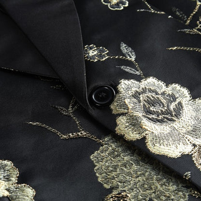 Men's 2 Piece 1 Button Floral Embroidered Suit - FamilyClothes