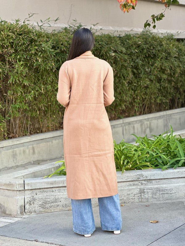 Clover Fine Knit Midi Cardi Cardigan with Pockets - FamilyClothes