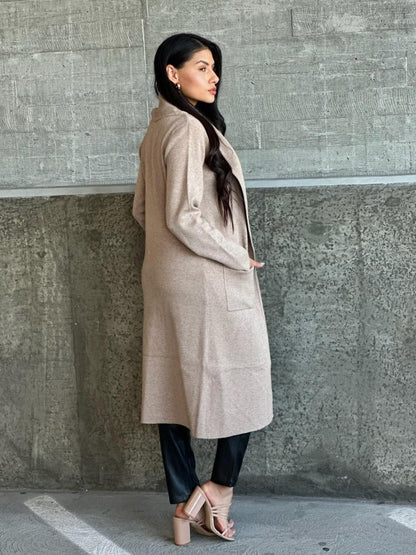 Collard Neck Drop Shoulder Pocket Cardigan - FamilyClothes