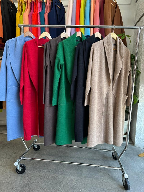 Collard Neck Drop Shoulder Pocket Cardigan - FamilyClothes