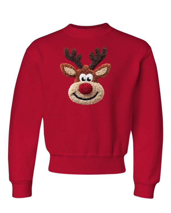 Crochet Reindeer Sweatshirt - Stylish Latch Hook Graphic Design - FamilyClothes