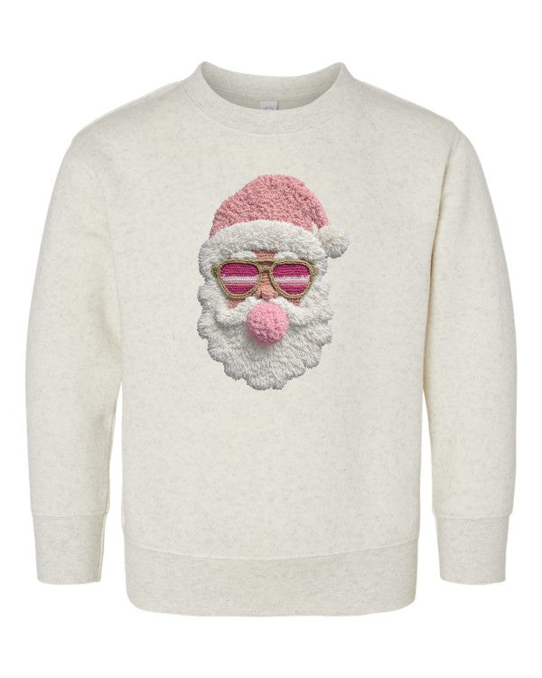Latch Hook Santa Sweatshirt with Bubble Gum Graphic Design - FamilyClothes