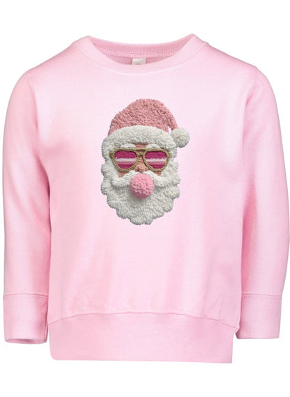 Latch Hook Santa Sweatshirt with Bubble Gum Graphic Design - FamilyClothes