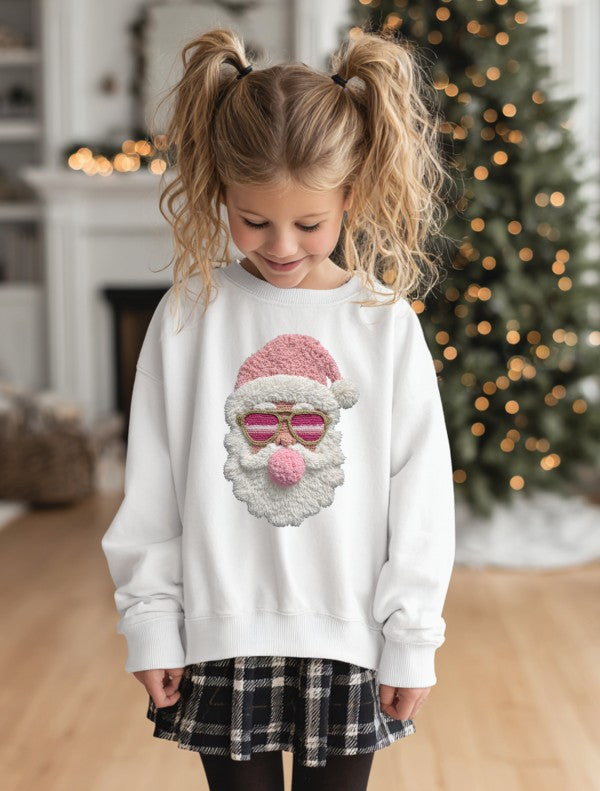 Latch Hook Santa Sweatshirt with Bubble Gum Graphic Design - FamilyClothes