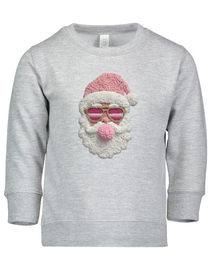 Latch Hook Santa Sweatshirt with Bubble Gum Graphic Design - FamilyClothes