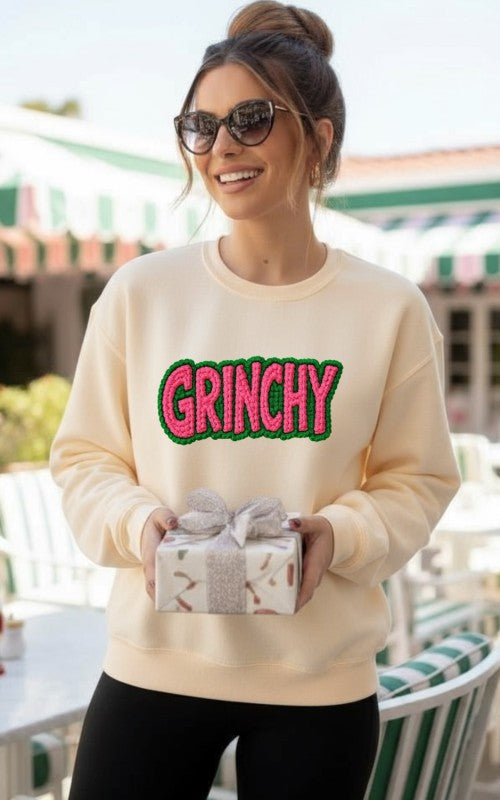 Grinchy Latch Work Graphic Sweatshirt - FamilyClothes
