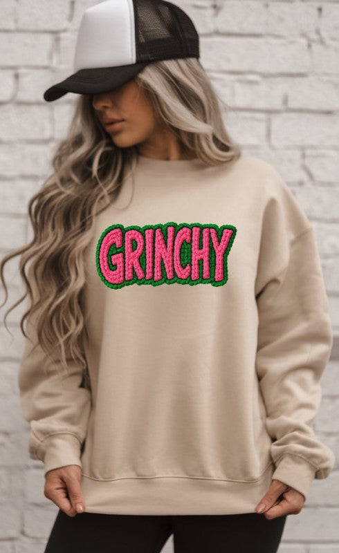 Grinchy Latch Work Graphic Sweatshirt - FamilyClothes