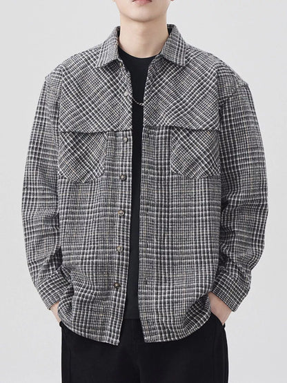 Men's Plus Size Plaid Button Up Long Sleeve Shirt - FamilyClothes