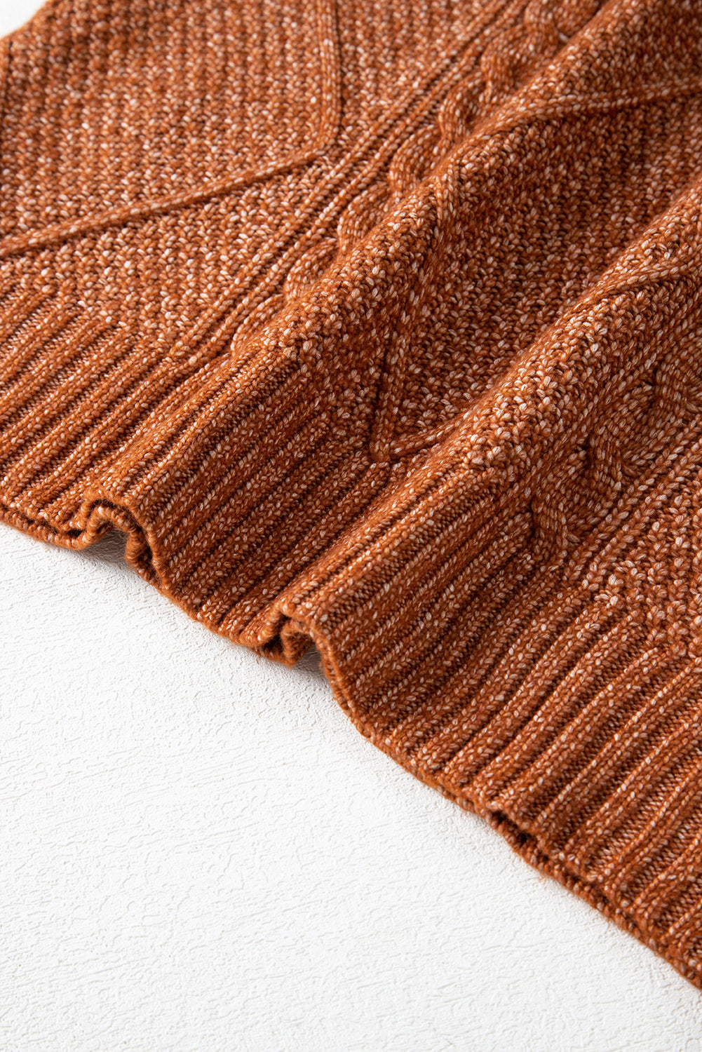 Coffee Twist Cable Knit Drop Shoulder Loose Fit Sweater Dress Shewin