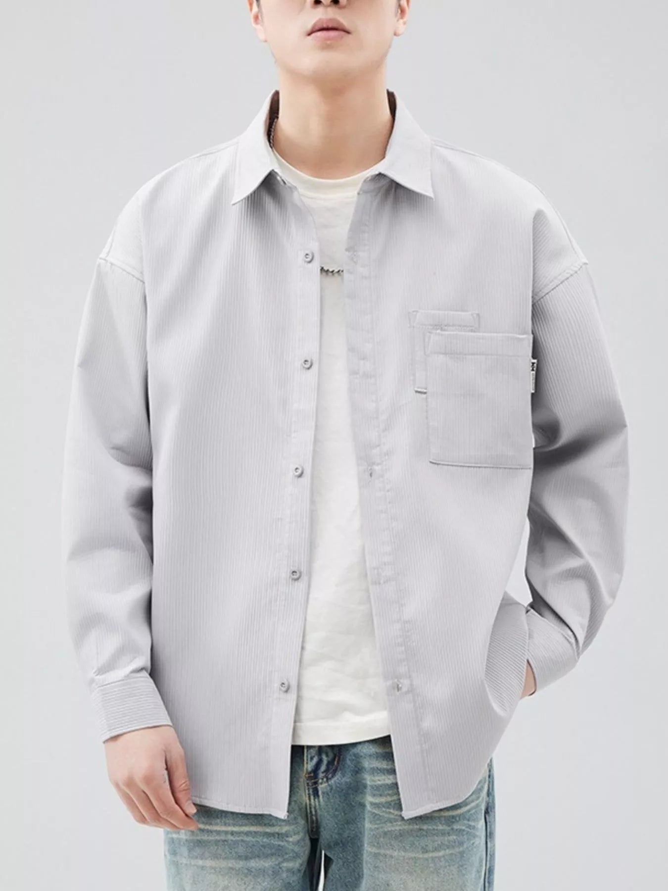 Men's Plus Size Button Down Long Sleeve Shirt - FamilyClothes