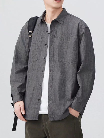 Men's Plus Size Button Up Long Sleeve Shirt - FamilyClothes