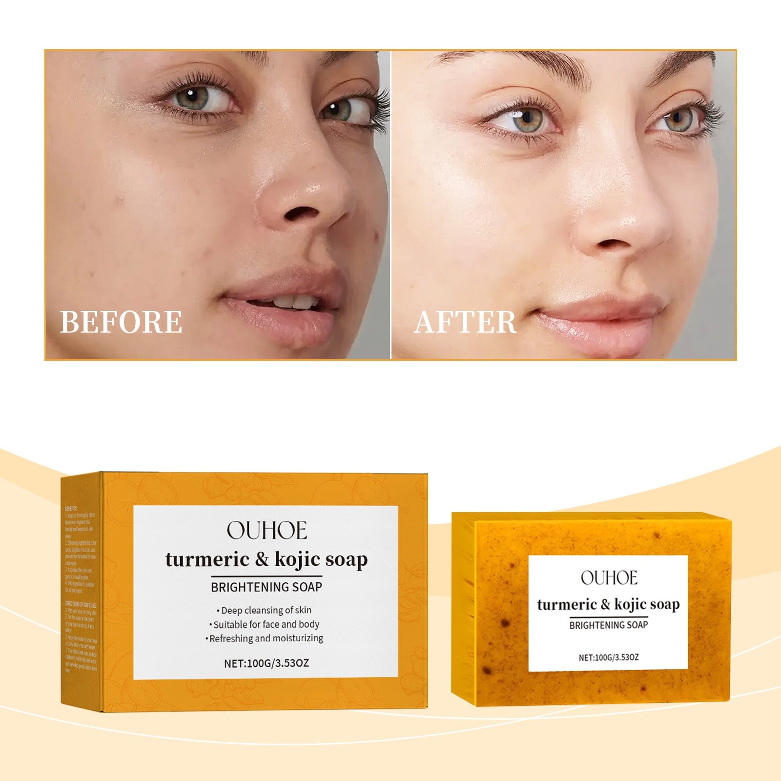Lemon Turmeric Brightening Soap Gently Cleanses The Skin, Moisturizes, Hydrates And Replenishes Water. It Is A Facial And Body Care Soap FamilyClothes