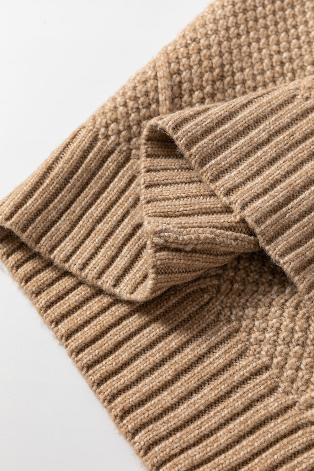 Coffee Twist Cable Knit Drop Shoulder Loose Fit Sweater Dress FamilyClothes