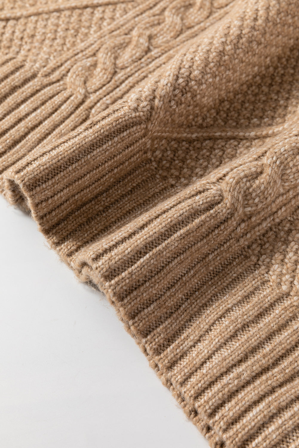 Coffee Twist Cable Knit Drop Shoulder Loose Fit Sweater Dress FamilyClothes