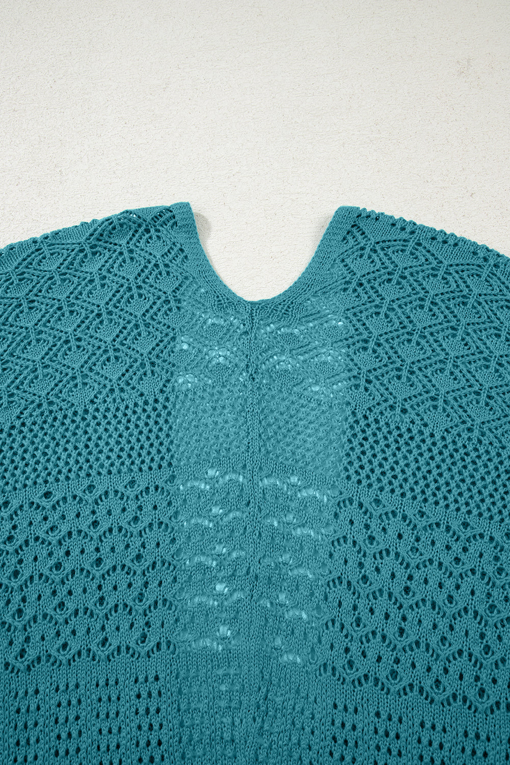 Lapis Mix Pattern Hollow Knit Open Front Cardigan