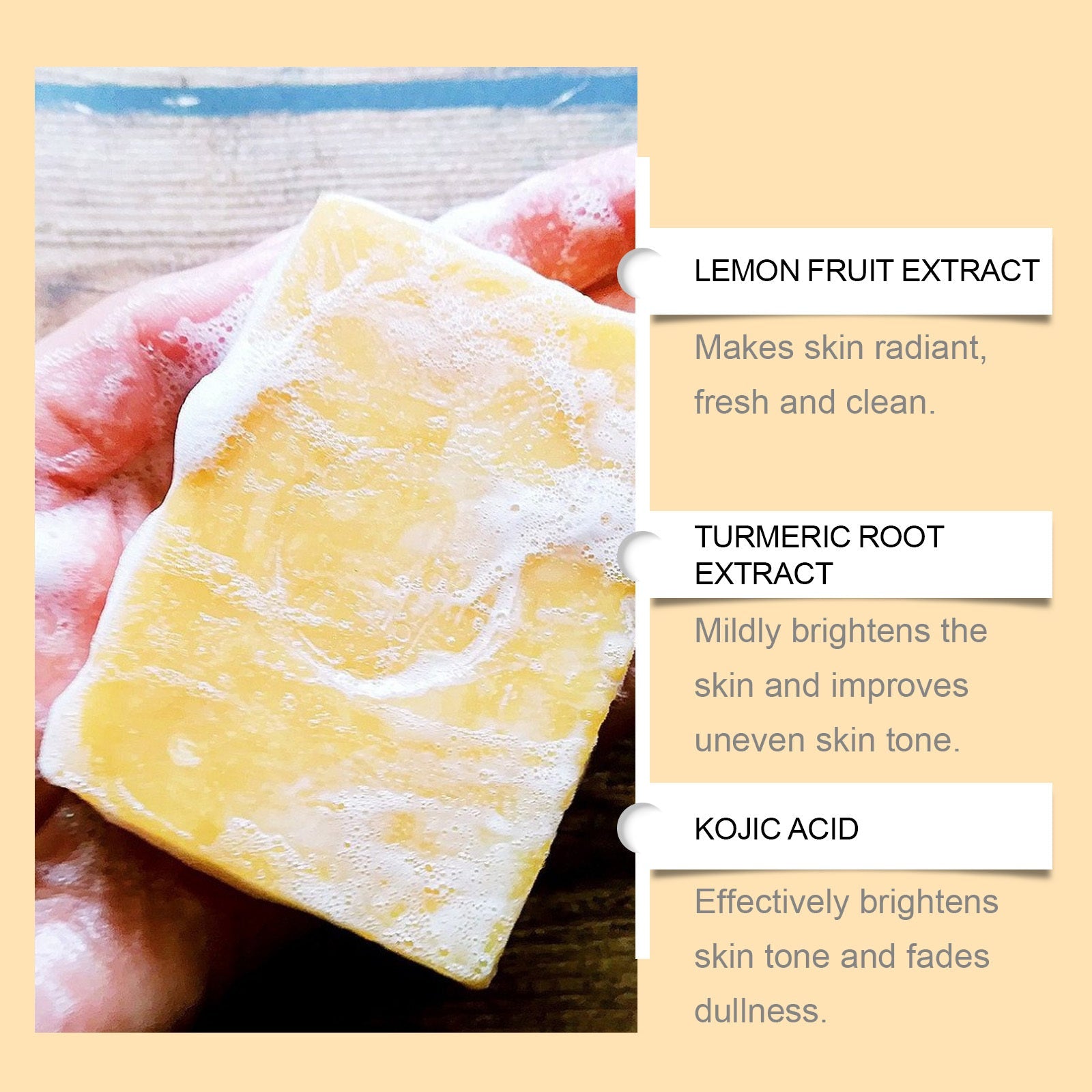Lemon Turmeric Brightening Soap Gently Cleanses The Skin, Moisturizes, Hydrates And Replenishes Water. It Is A Facial And Body Care Soap FamilyClothes