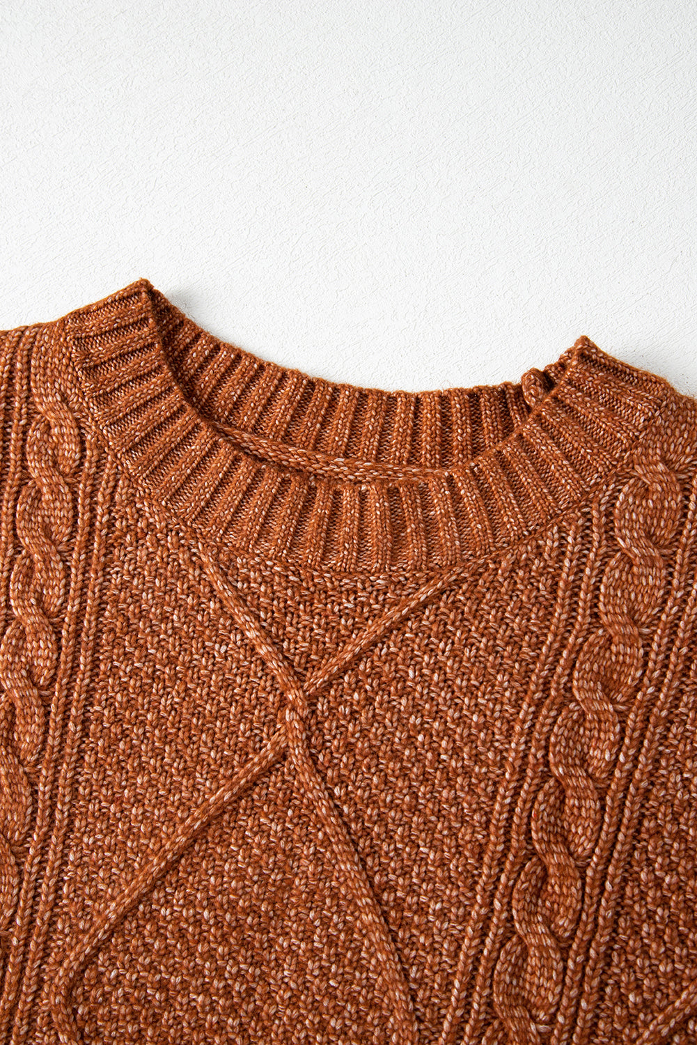 Coffee Twist Cable Knit Drop Shoulder Loose Fit Sweater Dress Shewin