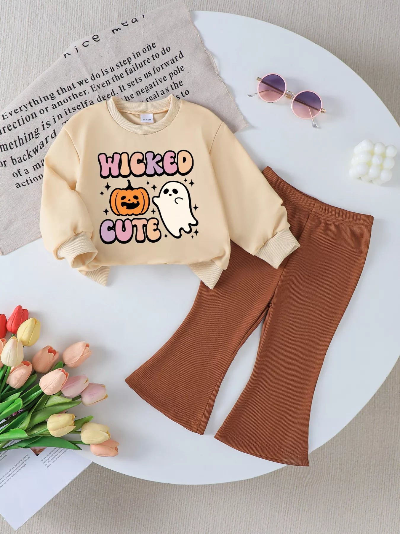 Children's Halloween Graphic Round Neck Top and Pants Set - FamilyClothes