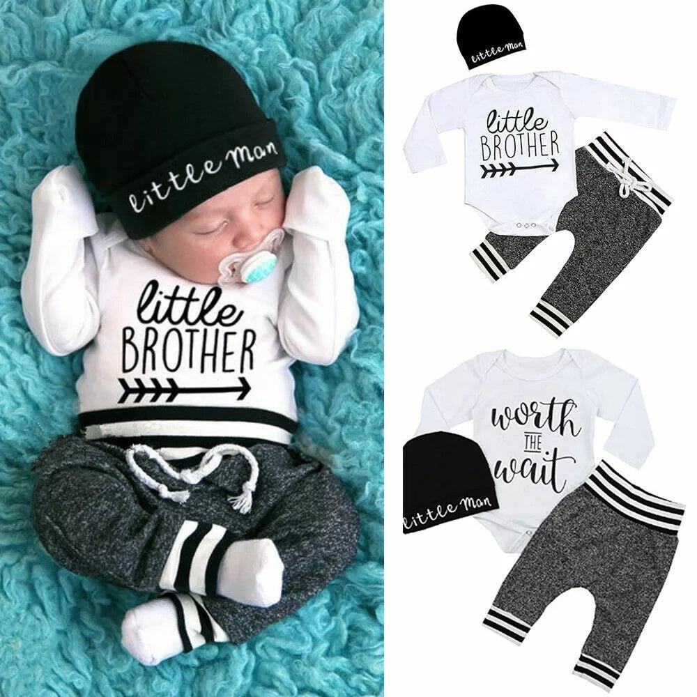 US Newborn Baby Boy Girl Tops Romper Bodysuit Jumpsuit Pants Outfits Clothes Set FamilyClothes
