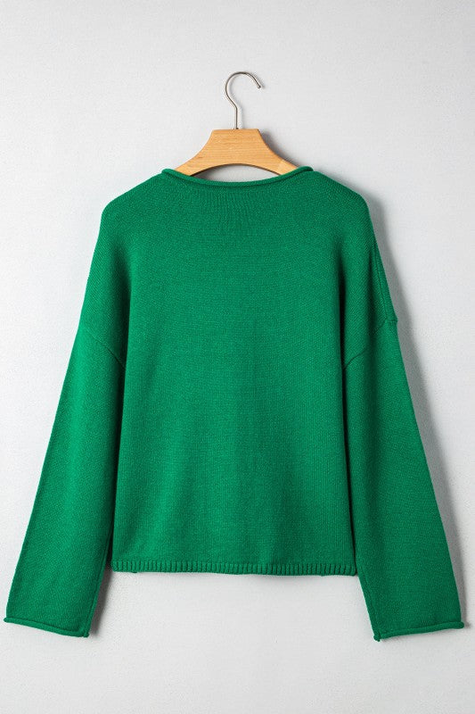 Evatyn Knit Drop Shoulder Sweater - FamilyClothes