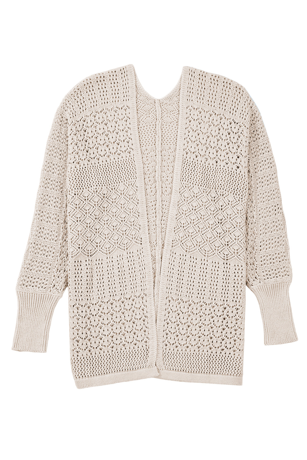Lapis Mix Pattern Hollow Knit Open Front Cardigan