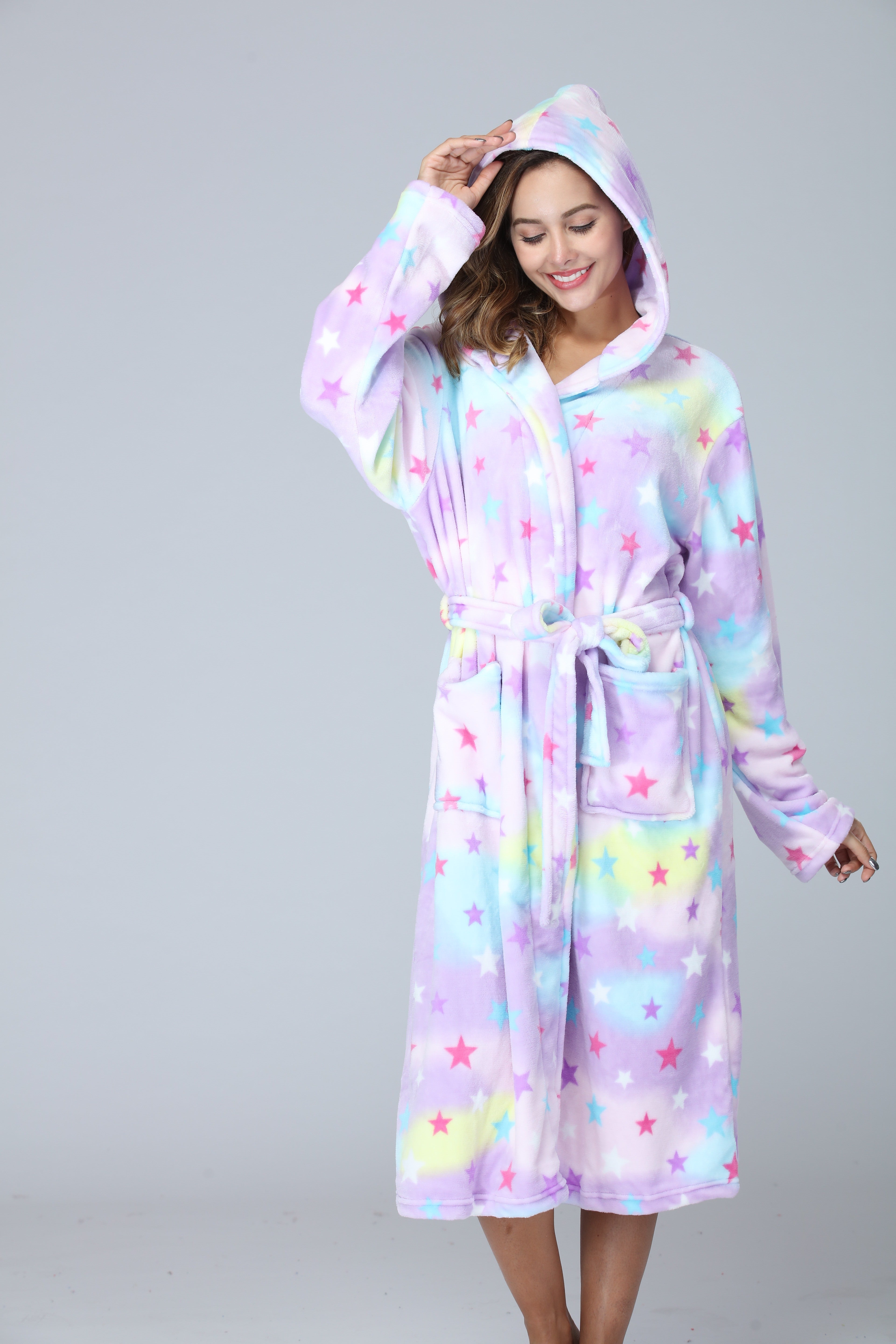 RONGTAI Ladies Long Fleece Bathrobe