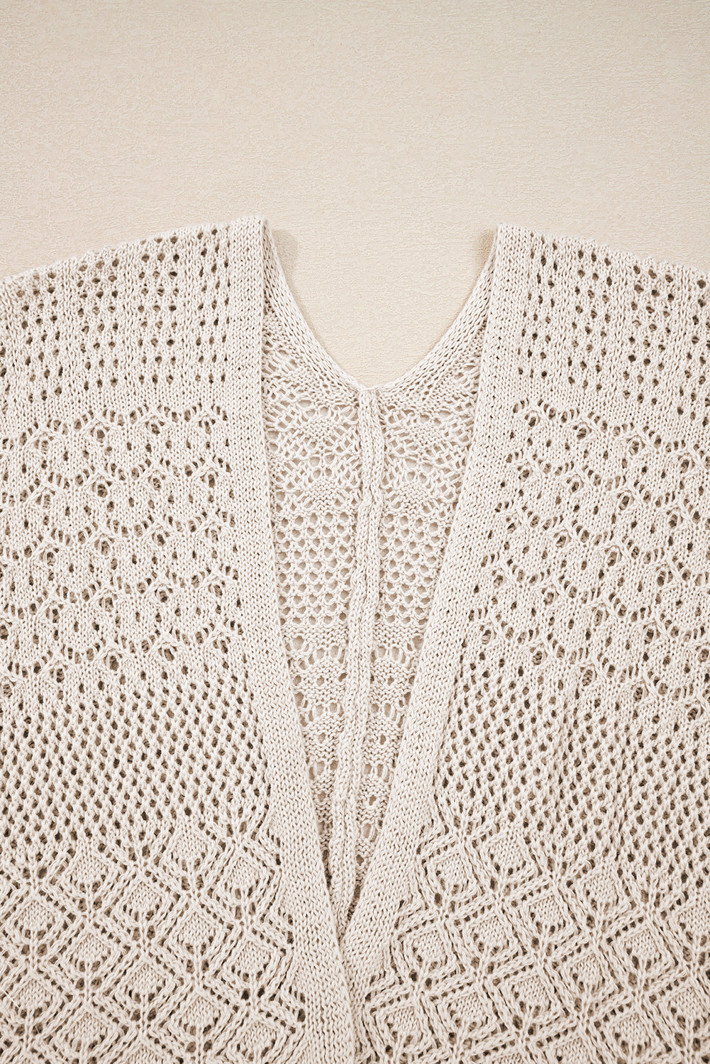 Lapis Mix Pattern Hollow Knit Open Front Cardigan