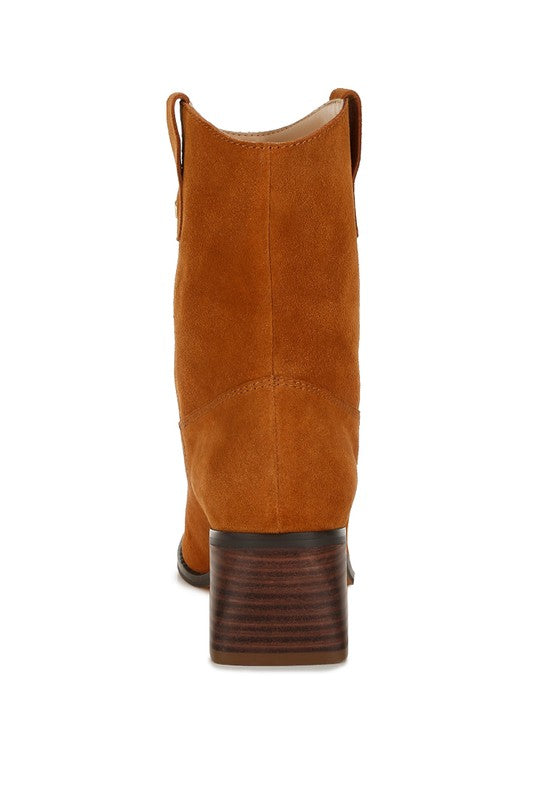 Emberly Suede Square Toe Ankle Boots - FamilyClothes