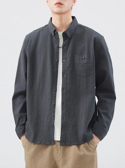 Men's Plus Size Button Up Long Sleeve Shirt - FamilyClothes