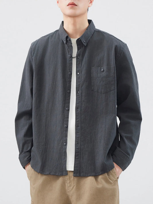 Men's Plus Size Button Up Long Sleeve Shirt - FamilyClothes