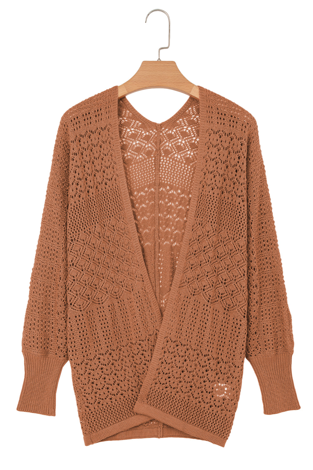 Lapis Mix Pattern Hollow Knit Open Front Cardigan
