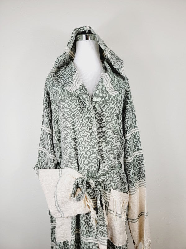 Unisex Beach Spa Robe with Pockets - Dark Color - FamilyClothes