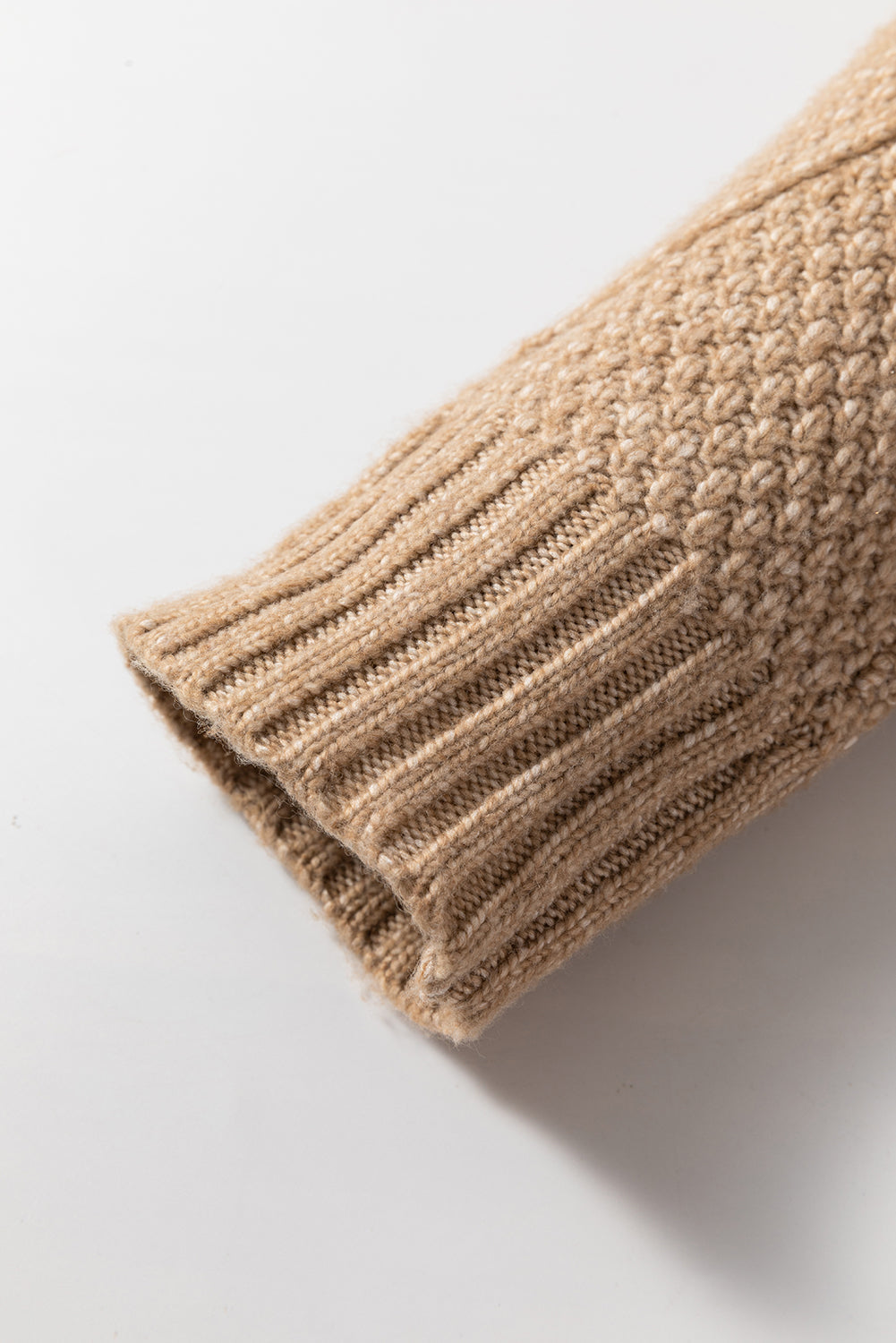 Coffee Twist Cable Knit Drop Shoulder Loose Fit Sweater Dress FamilyClothes