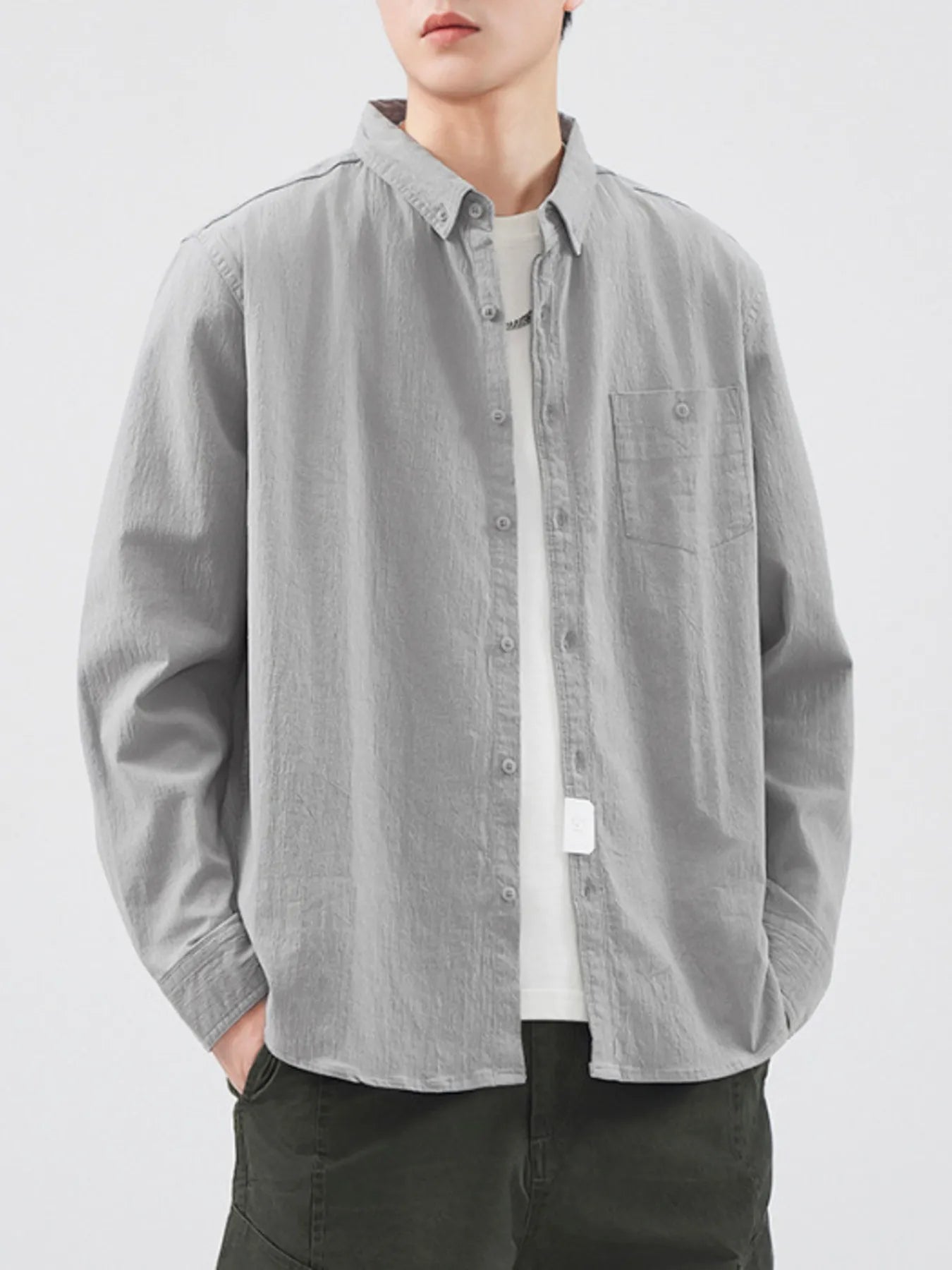 Men's Plus Size Button Up Long Sleeve Shirt - FamilyClothes